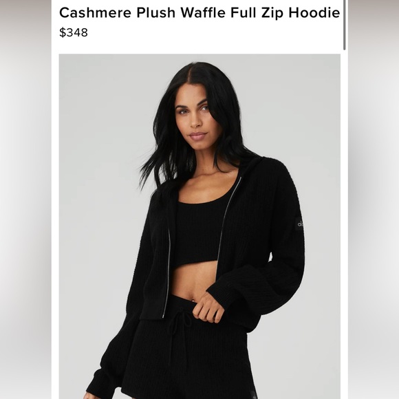 Alo Cashmere Plush Waffle Full Zip Hoodie - Picture 3 of 10